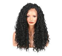 Chemical Fiber Wig High Temperature Silk Small Roll Head Cover African Black Front Lace Wig (22")