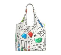 Chemical Flask And Test Tube,Reusable Tote Bags Grocery Bags Large Capacity Canvas Shopping Shoulder bag