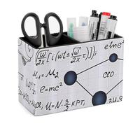 Chemical Formula Leather Pen Pot 2 Sections Pencil Holder Office Desktop Organizer Makeup Storage