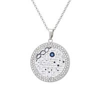 Chemical Formula Round Pendant Necklace Diamond Edging Brilliant Personalized Jewelry Gifts for Women Silver-style