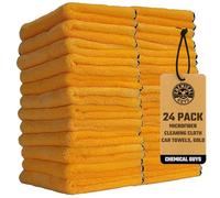 Chemical Guys MIC_506_24 Professional Grade Premium Microfiber Towels, Gold (16 Inch x 16 Inch) (Pack of 24) - Safe for Car Wash, Home Cleaning & Pet Drying Cloths