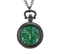 Chemical Mathematical Equation Vintage Pocket Watch with Chain Arabic Numerals Scale Quartz Pocket Watches Gifts for Men Women