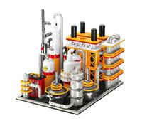 Chemical Oil Refinery Building Set with Storage Tank & Lab, 734PCS City Gas Station Modular Buildings, Collectible Display Model Building Kit for Adults
