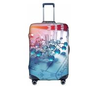 Chemical Periodic Table Print Travel Elastic Suitcase Luggage Baggage Cover Protector, Washable And Anti-Scratch, White, L