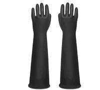 Chemical Resistant Gloves, Reusable Heavy Duty Rubber Gloves,Industrial Protective Safety Work Rubber Gloves Resist Strong Acid, Alkali and Oil (Orange, 55CM)