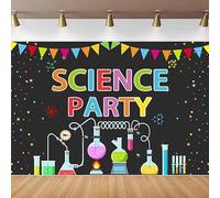 Chemical Science Photography Backdrop Mad Science Chemical Experiments Instruments Black Background Boy Birthday Party Banner 300x200CM