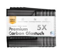 Chemicalworkz® Premium Carbon Cloths (Set of 5) - Window Cloths for Crystal Clear Car Windows - Carbon Microfibre Glass Cloths - 360 GSM, Gray