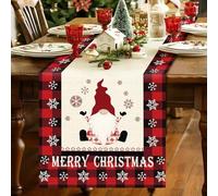 Chemin de Table Noël, Deco Table Noel Chemin de Table Rouge en Lin 180 cm x 34 cm de long, Moderne Nappe et Chemin de Table de Noël Decoration Table Noel