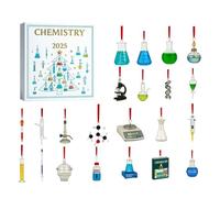 Chemistry Advent Calendars 2025, 24 Days Christmas Countdown Calendar with Experiments Chemistry Set, 2D Acrylic Science Themed Hanging Pendants, for Teacher, Student & Science Lover Gift