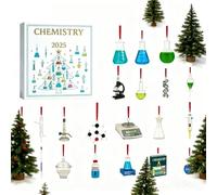 Chemistry Christmas Advent Calendars 2025, 24 Days Christmas Countdown Calendar Ornaments, 2D Acrylic Seasonal Decor For Home Door Office Living Room Garden Backyard Wreath Mantel