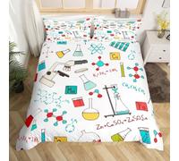 Chemistry Experiment Single Duvet Cover Set Science Enthusiast Bedding Sets 3 Piece for Bedroom Bed Decor Soft Microfiber 3D Printed Quilt Cover 135x200 cm with Zipper Closure und 2 Pillowcases F-356