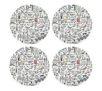 Chemistry Experiments Science Science Experiments,Round MDF Cork Coasters, Mugs Pad, Cups Mat Set of 4 Drinks Coasters