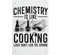 Chemistry is Like Cooking Just Don't Lick The Spoon Vintage Metal tin Sign Art Plaque Wall Decor Look Funny Gifts for Home Kitchen Garage Bathroom Farm Garden Bar Cafe Metal Posters 8x12 Inch