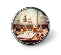 Chemistry Lab Round Badge Personalized Metal Lapel Pin Badges Fit Clothing Bags Hat Humorous Printed Brooch Badge Party Decorations Accessories for Men Women