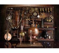 Chemistry Laboratory Distillation Metal Copper Steam Punk Steampunk Gear Backdrop Chemist Birthday Party Background (7X5FT (2 x 1.5M))