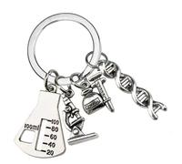 Chemistry Molecule Bag Pendant Alloy Keychain Molecular Structure Rings for Science Lovers and Management Scientific Holder