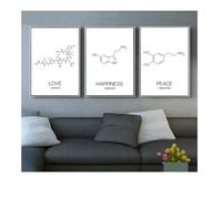 Chemistry Oxytocin Dopamine Molecular Wall Art Canvas Painting Poster Print Structure Picture Classroom School Lab Decor 40x60cmx3 No Frame