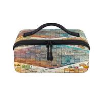 Chemistry Periodic Table Travel Makeup Bag Portable Waterproof Pouch Open Flat Toiletry Bags Toiletries Cosmetics Traveling Organizer for Women Men