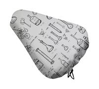 Chemistry Print Bike Seat Cover Water-Repellent Exercise Bike Seat Cushion Bicycle Saddle Cover with Drawstring Rain Snow Dust Covers for City Mountain Road Biking