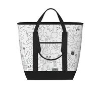 Chemistry Print Black White,Lunch Bags Large Capacity Insulated Tote Bag For Women Men Work Picnic Travel
