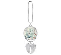 Chemistry Print Car Hanging Ornament, Car Charms for Rear View Mirror for Women Men, Boho Handmade Angel Wings Pendant Auto Ornament, Rearview Mirror Hanging Accessories-Silver