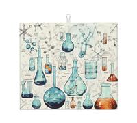 Chemistry Print Dish Drying Mat for Kitchen Counter 18x16 Inch Microfiber Dish Drying Pad Absorbent Dishes Drainer Mats for Kitchen Countertops Sinks Draining Racks