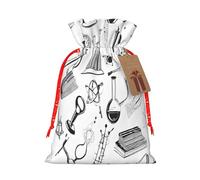 (Chemistry Print) Large Reusable Burlap Pouches Rustic Wedding Favor Xmas Bags Drawstring Gift Sacks Bulk Party. M Size