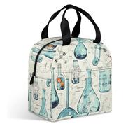 Chemistry Print Lunch Bag for Adult, Leakproof Insulated Lunch Tote Bag with Zipper & Multiple Pockets, Large Capacity Lunchbox for Office Work Picnic