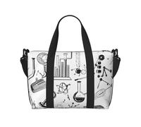 Chemistry Print Print Large Travel Duffel Bag Foldable Lightweight Weekender Bags, Carry On Overnight Tote Bags, Gym Duffel Bags Hospital Bags Yoga Bags For Women Men, Black, One Size