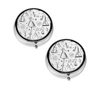 Chemistry Print Print Pill Box 3 Compartment Medicine Pill Case,Portable for Pocket Or Purse Pill Organizer Decorative Metal Medicine Vitamin Organizer Unique Gift