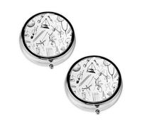 Chemistry Print Print Pill Box 3 Compartment Medicine Pill Case,Portable for Pocket Or Purse Pill Organizer Decorative Metal Medicine Vitamin Organizer Unique Gift