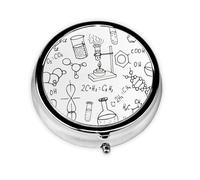 Chemistry Print Print Pill Box Purse Small Round Pill Case Decorative Box Metal Medicine Vitamin Pill Organizer for Pocket Or Purse