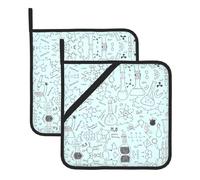 Chemistry Print Print Pot Holders Sets â€“ Heat Resistant Potholders, 2-Pack Kitchen Oven Mitts for Baking, BBQ, Microwave