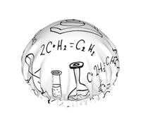 Chemistry Print Printed Bathing Hats, Dual Layer Reusable Headgear, Large Hair Cover For Daily Skin Care