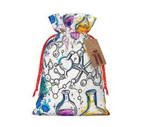 Chemistry Print Printed Christmas Drawstring Gift Bags-Xmas Wrapping Bags,Candy Bag,For Holiday Party Decorations,Wedding Party Supplies M Red Christmas Ribbon