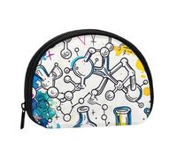 Chemistry Print Printed Mini Coin Pouch, Shell Shape Zip Around Wallet, Small Zipper Pouch for Cash, Cards, Keys, Lipstick, Storage Pouch, Travel Organizer