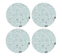 Chemistry Print Printed,Round MDF Cork Coasters, Mugs Pad, Cups Mat Set of 4 Drinks Coasters