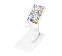 Chemistry Print Prints Rotating Cell Phone Stand with 360° Swivel Base - Foldable Square Desk Phone Holder for iPhone 16 15 14 13 12 11,All Phones,White