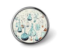 Chemistry Print Round Badge Personalized Metal Lapel Pin Badges Fit Clothing Bags Hat Humorous Printed Brooch Badge Party Decorations Accessories for Men Women