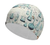 Chemistry Print Swim Cap for Adult, Elastic Fabric Swimming Cap, Comfortable Bathing Cap for Long & Short Hair