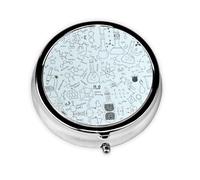 Chemistry Print This Small, Printed, Round Pill Box is a Portable Pill and Vitamin Organizer Perfect for Pockets, Purses, and Travel.