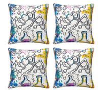 Chemistry Print Throw Pillow Cases 4 Pack Square Pillowcases Super Soft Pillow Protectors With Zipper for Couch Livingroom Sofa Bed Office Car,50x50 CM