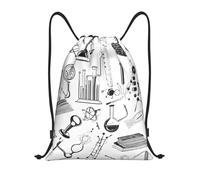 Chemistry Print Title: Lightweight Drawstring Duffel Bag â€“ Water-Resistant Foldable Gym Sack with Adjustable Shoulder Strap, Ideal for Sports, Yoga, Travel and School