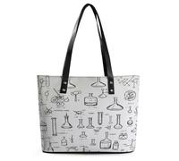 Chemistry Print Tote Bag Large Soft Leather Purse with Zipper Lightweight Ladies Shoulder Handbag