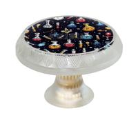 Chemistry Science Laboratory (9) 4-Pack Transparent Printed Drawer Pulls Handles, Round Glass & ABS Cabinet Knobs for Dresser, Cupboard, Wardrobe Decor