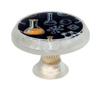 Chemistry Science Seamless Pattern (1) 4-Pack Transparent Printed Drawer Pulls Handles, Round Glass & ABS Cabinet Knobs for Dresser, Cupboard, Wardrobe Decor