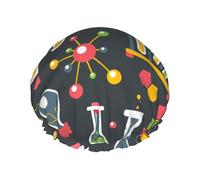 Chemistry Science,Shower Cap Nightcap Double Layer Waterproof Elastic Bath Cap Reusable Hair Cap