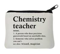 Chemistry Teacher A Person Who Does Precision Guesswork Neoprene Coin Purse Pouch 10x11cm White