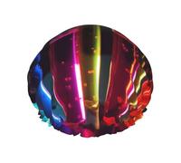 Chemistry Test Tube Print Shower Cap for Women Men, Reusable Double-Layer Fabric Bathing Cap Girls Hair Caps, 27 CM