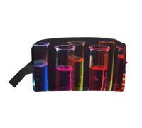 Chemistry Test Tube Printing Portable Makeup Bag for Women Girl Large Capacity Travel Cosmetic Bag Makeup Pouch Organizer with Handle